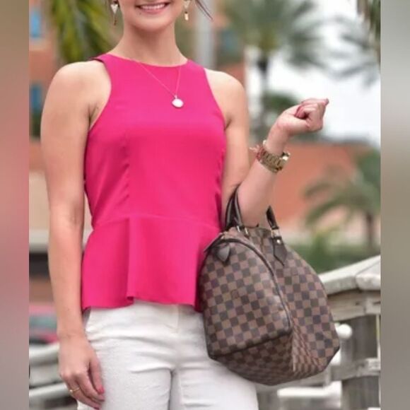 Michael Kors Hot Pink Peplum Blouse - Picture 10 of 16